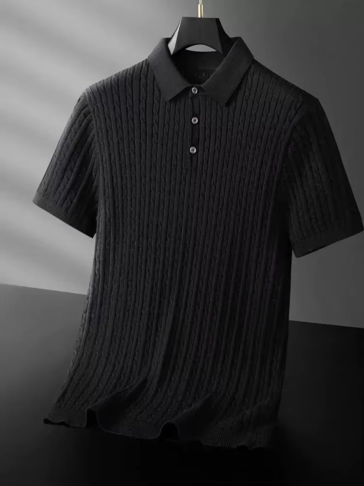Cotton Polo Textured Knit Tailored Fit – Calvex