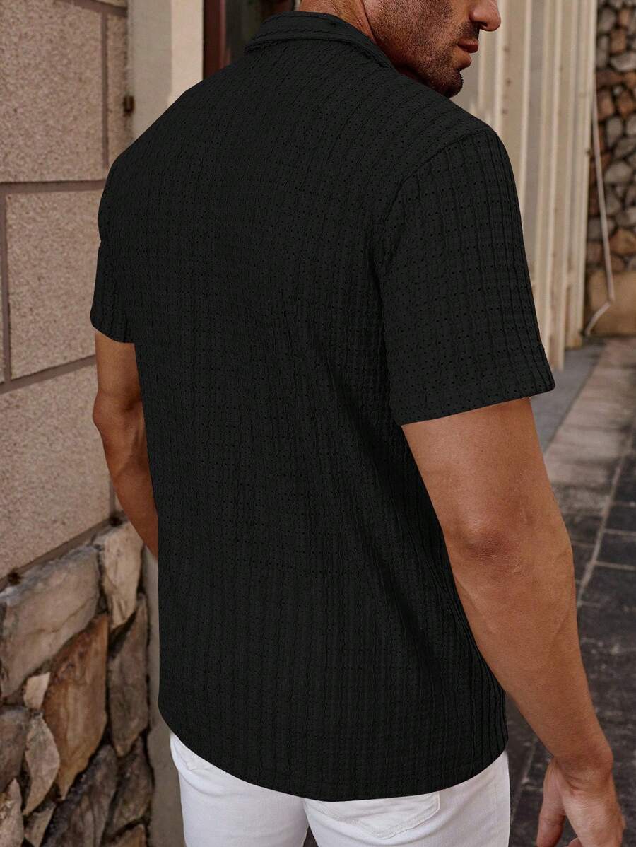 Shirt Shop Textured Mesh Cuban Collar Short Sleeve Shirt – Ralven