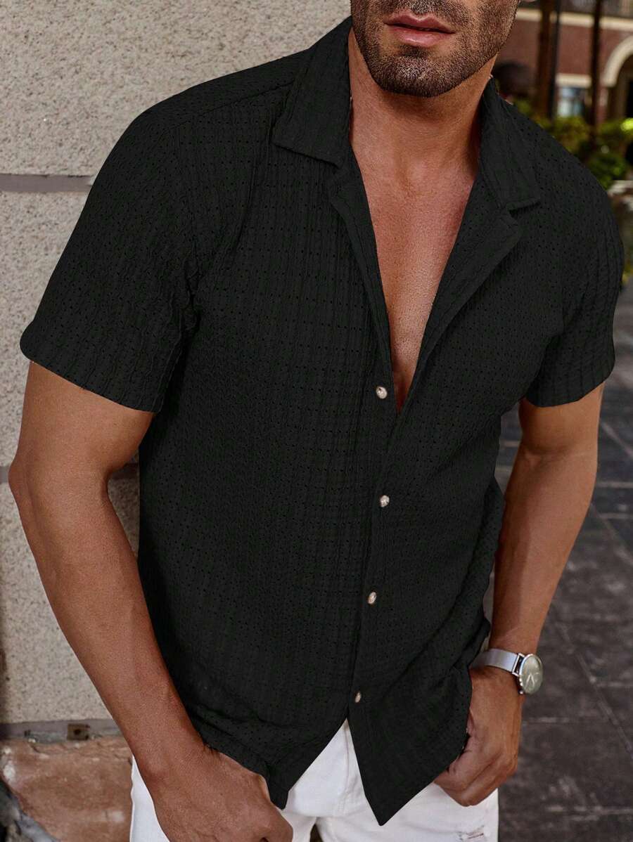 Shirt Shop Textured Mesh Cuban Collar Short Sleeve Shirt – Ralven