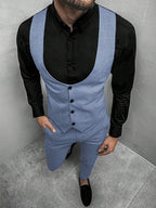 Mens Pant and Vest Set Woven Polyester V-Neck Sleeveless 2-Piece Formal – Galso