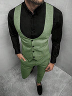 Mens Pant and Vest Set Woven Polyester V-Neck Sleeveless 2-Piece Formal – Galso