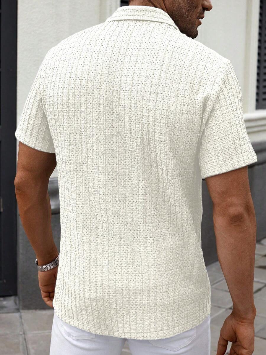 Shirt Shop Textured Mesh Cuban Collar Short Sleeve Shirt – Ralven