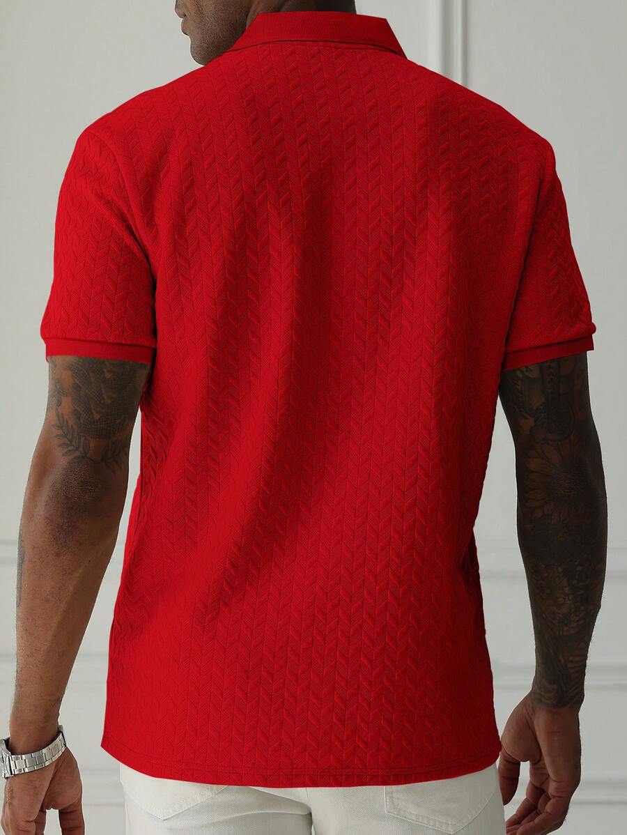 Mens Polo Shirt Geometric Jacquard Knit Short Sleeve – Balvex