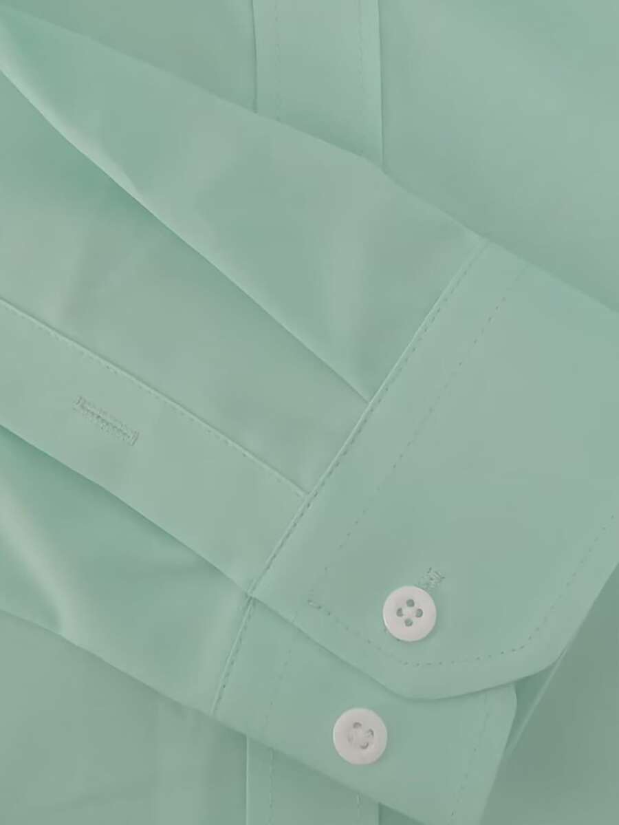 Shirt Shop Stand Collar Button-Up Long Sleeve Polyester Stretch – Marvo