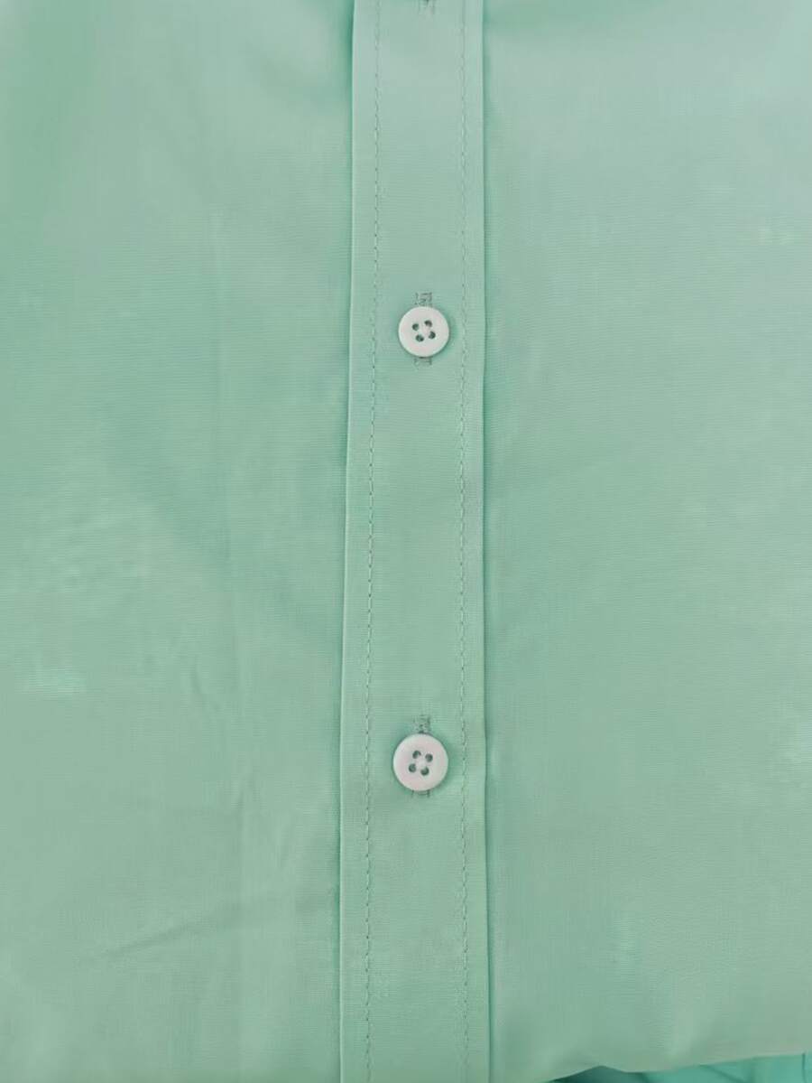 Shirt Shop Stand Collar Button-Up Long Sleeve Polyester Stretch – Marvo