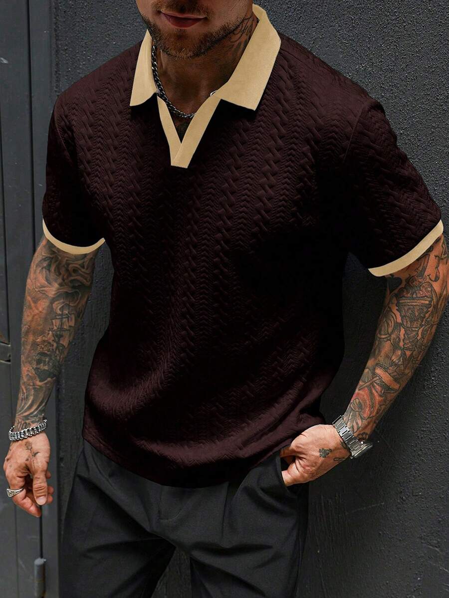 Mens Polo Shirt Contrast Binding Knit Short Sleeve – Valron