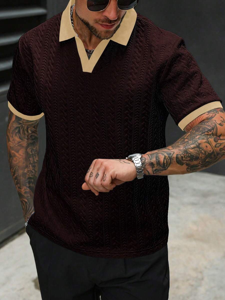 Mens Polo Shirt Contrast Binding Knit Short Sleeve – Valron