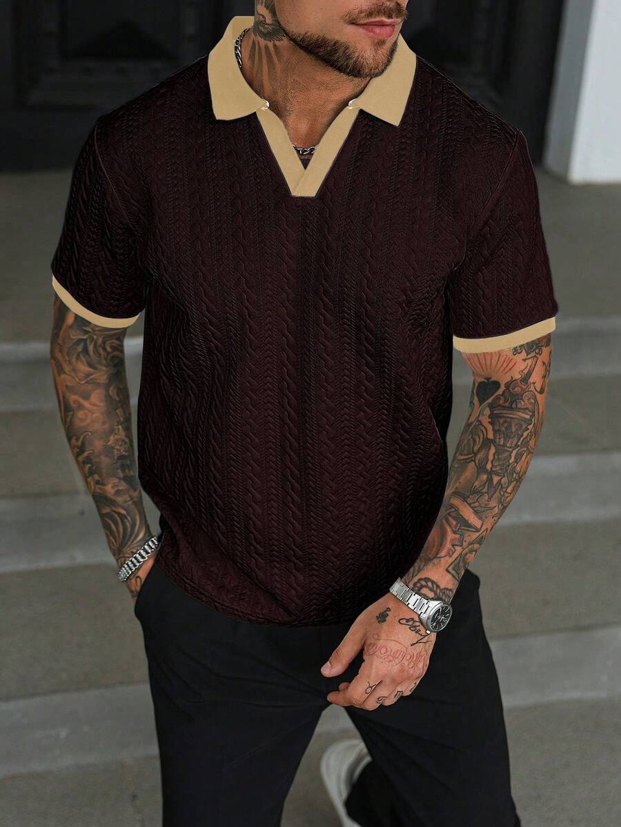 Mens Polo Shirt Contrast Binding Knit Short Sleeve – Valron