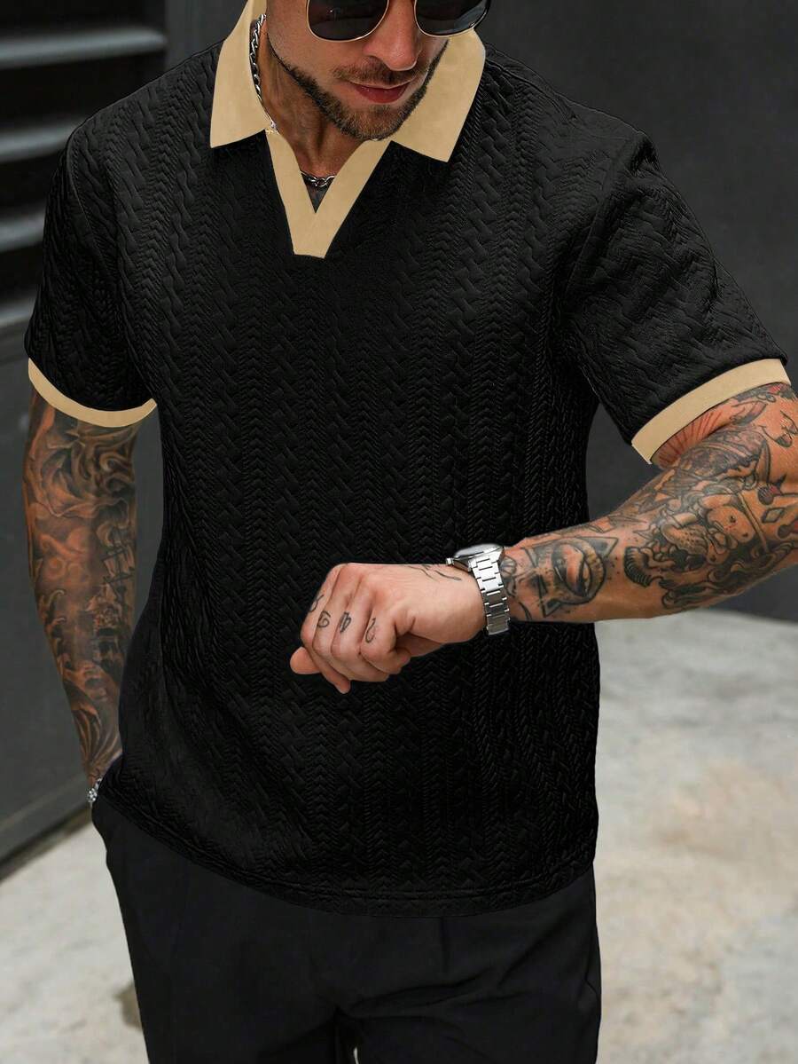 Mens Polo Shirt Contrast Binding Knit Short Sleeve – Valron