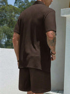 Mens Pant and Shirt Set Jacquard Short Sleeve Button-Up – Tarlen