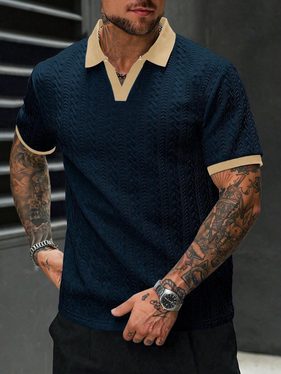Mens Polo Shirt Contrast Binding Knit Short Sleeve – Valron