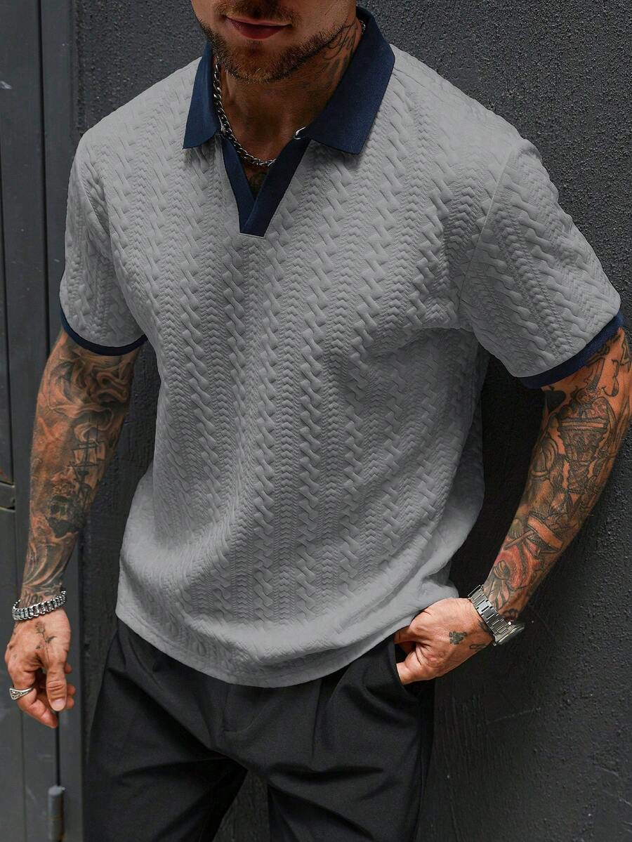 Mens Polo Shirt Contrast Binding Knit Short Sleeve – Valron