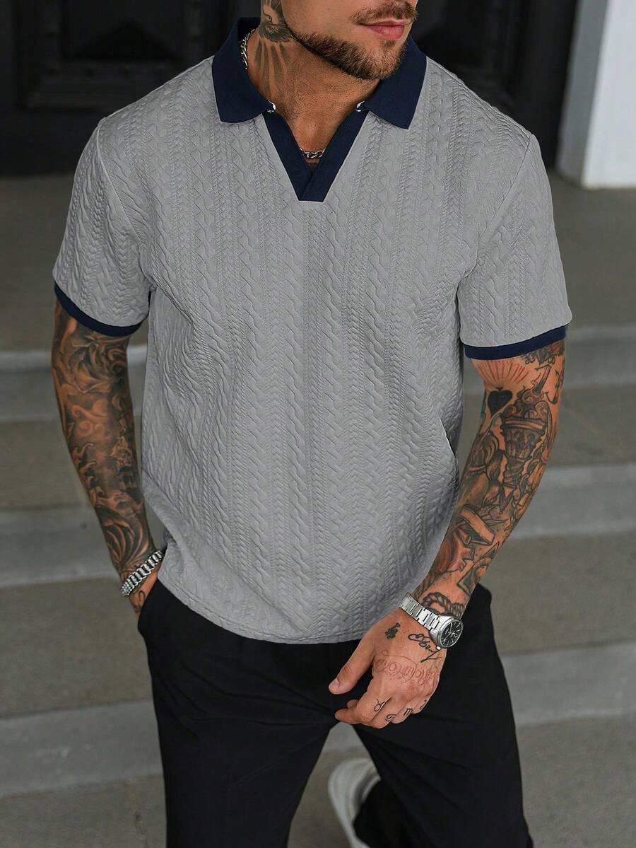 Mens Polo Shirt Contrast Binding Knit Short Sleeve – Valron
