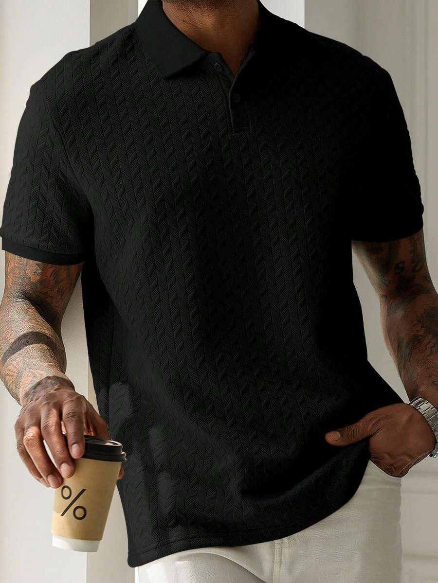 Mens Polo Shirt Geometric Jacquard Knit Short Sleeve – Balvex