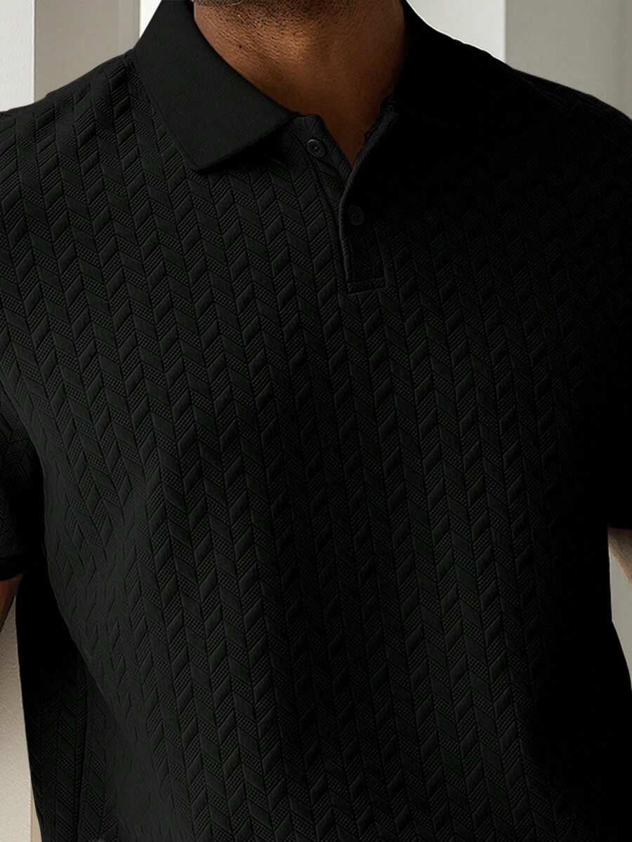 Mens Polo Shirt Geometric Jacquard Knit Short Sleeve – Balvex