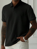 Mens Polo Shirt Geometric Jacquard Knit Short Sleeve – Balvex