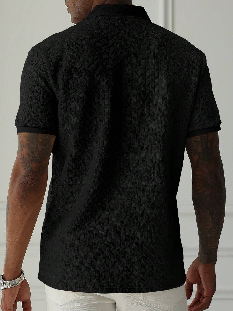 Mens Polo Shirt Geometric Jacquard Knit Short Sleeve – Balvex