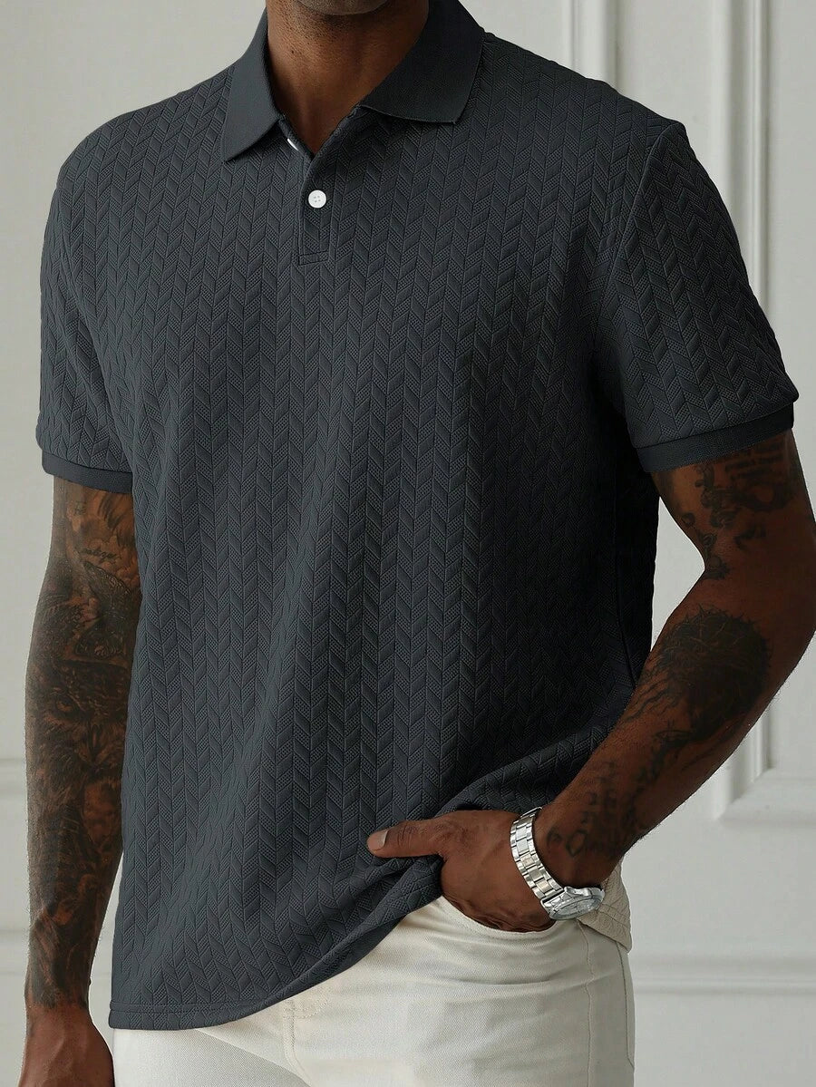Mens Polo Shirt Geometric Jacquard Knit Short Sleeve – Balvex
