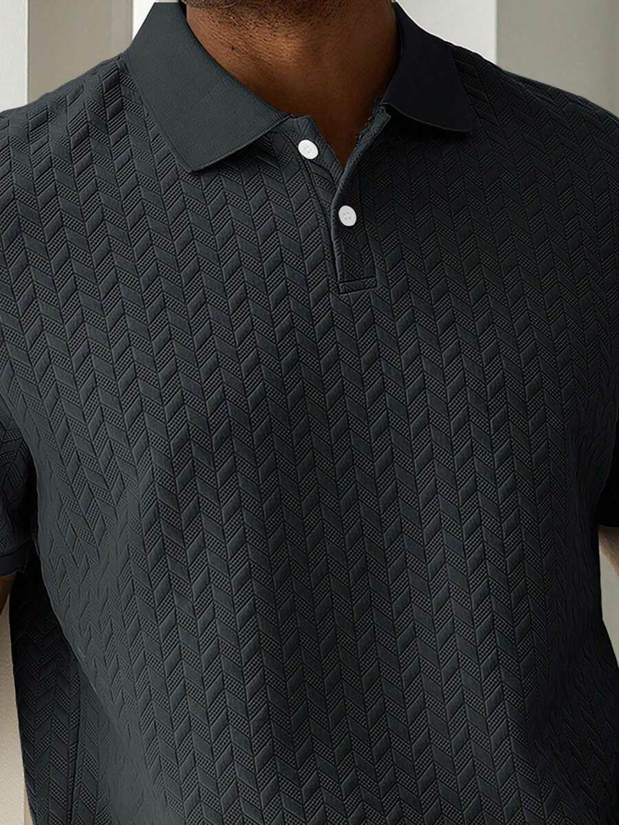 Mens Polo Shirt Geometric Jacquard Knit Short Sleeve – Balvex