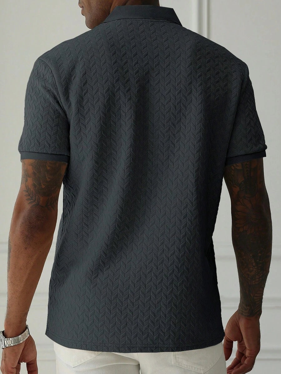 Mens Polo Shirt Geometric Jacquard Knit Short Sleeve – Balvex