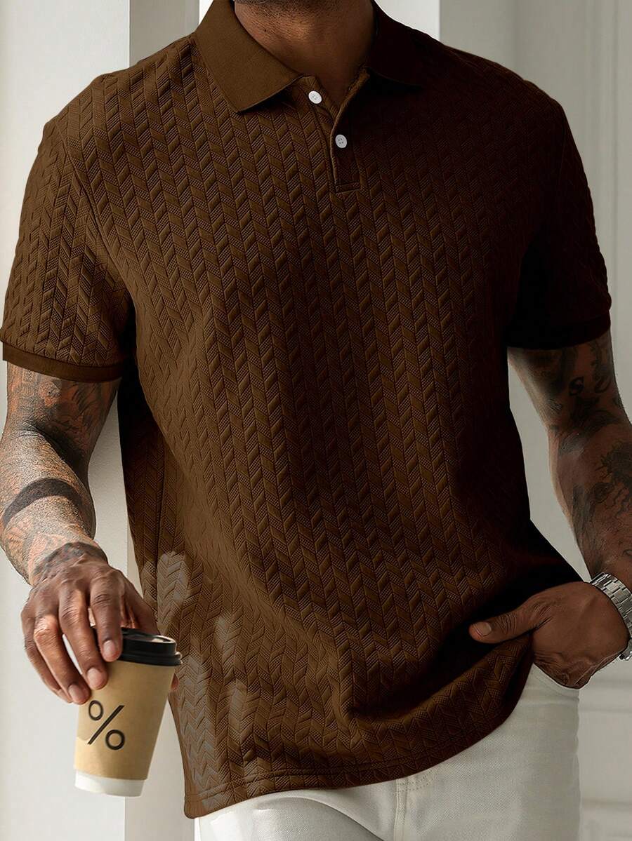 Mens Polo Shirt Geometric Jacquard Knit Short Sleeve – Balvex