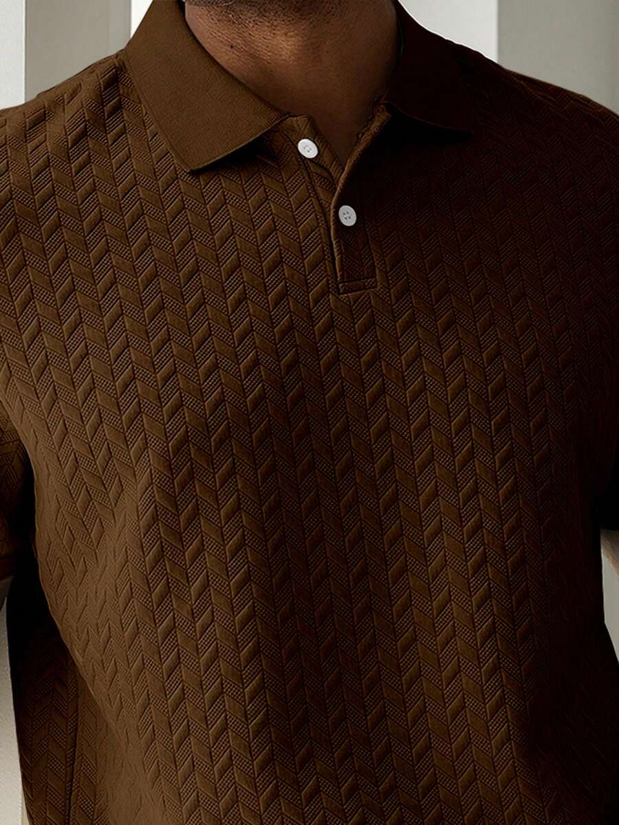 Mens Polo Shirt Geometric Jacquard Knit Short Sleeve – Balvex