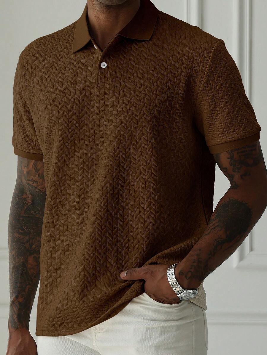 Mens Polo Shirt Geometric Jacquard Knit Short Sleeve – Balvex