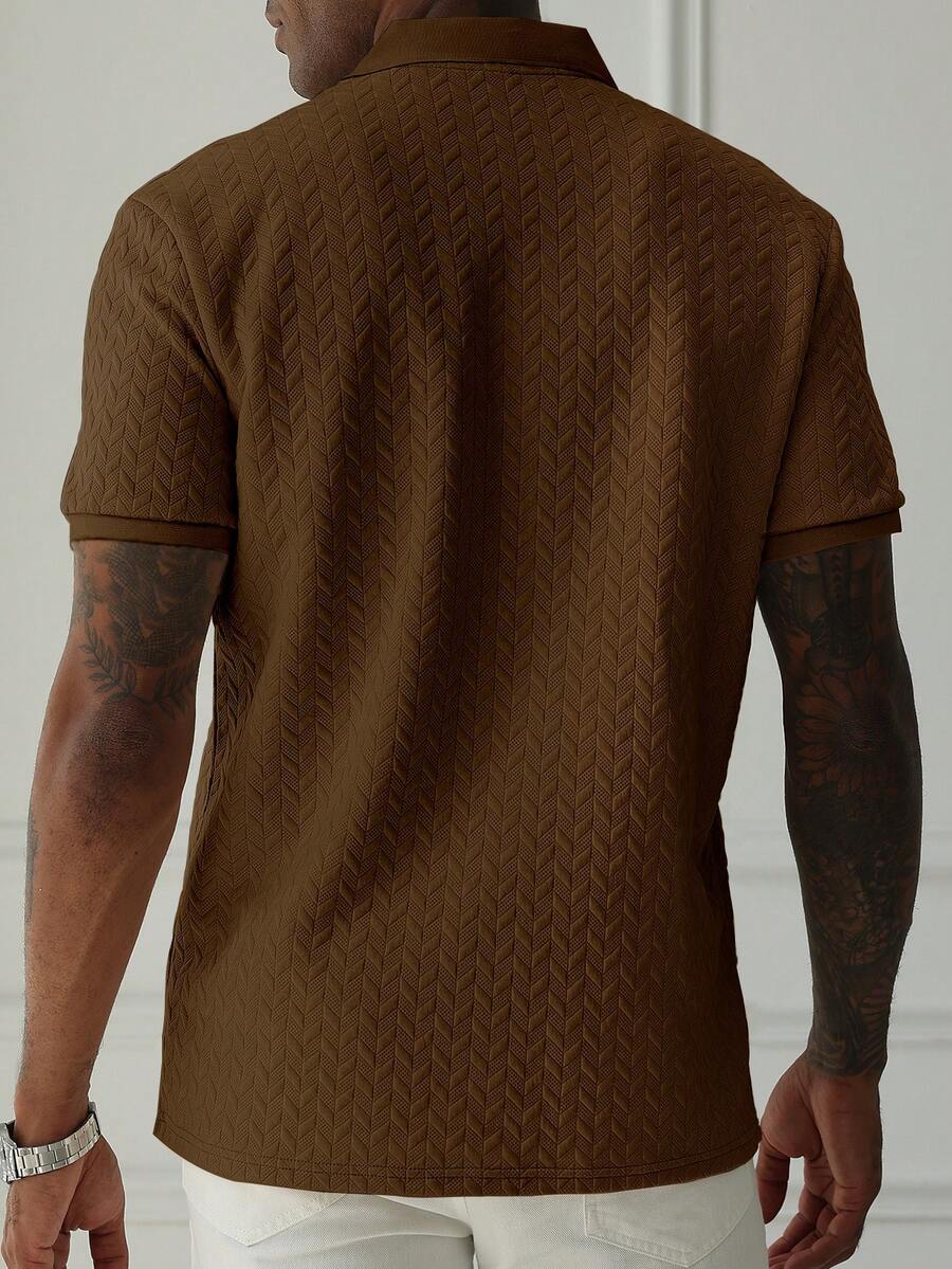 Mens Polo Shirt Geometric Jacquard Knit Short Sleeve – Balvex