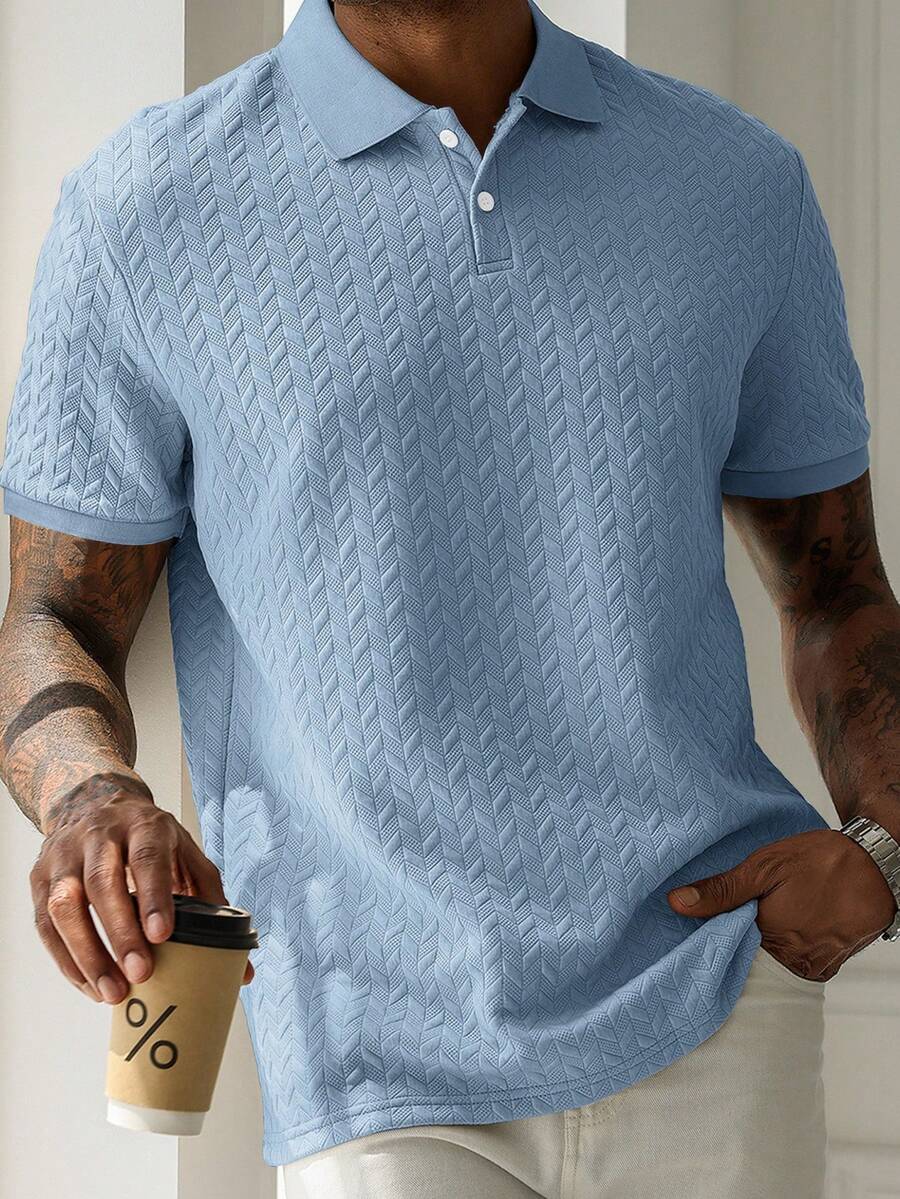 Mens Polo Shirt Geometric Jacquard Knit Short Sleeve – Balvex