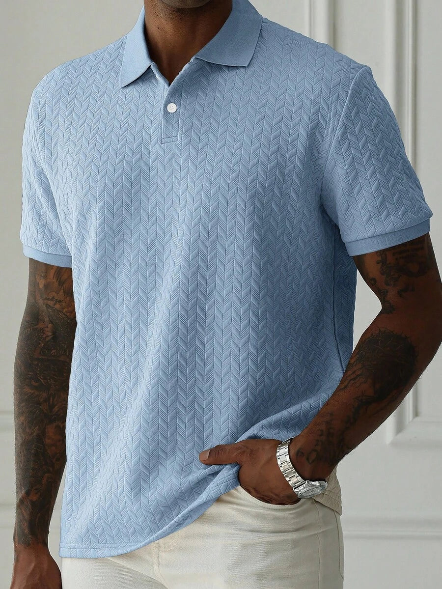 Mens Polo Shirt Geometric Jacquard Knit Short Sleeve – Balvex