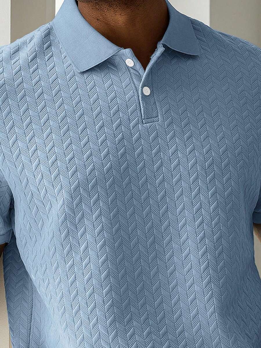 Mens Polo Shirt Geometric Jacquard Knit Short Sleeve – Balvex