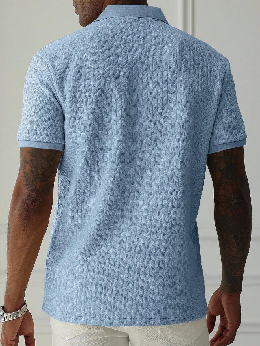 Mens Polo Shirt Geometric Jacquard Knit Short Sleeve – Balvex