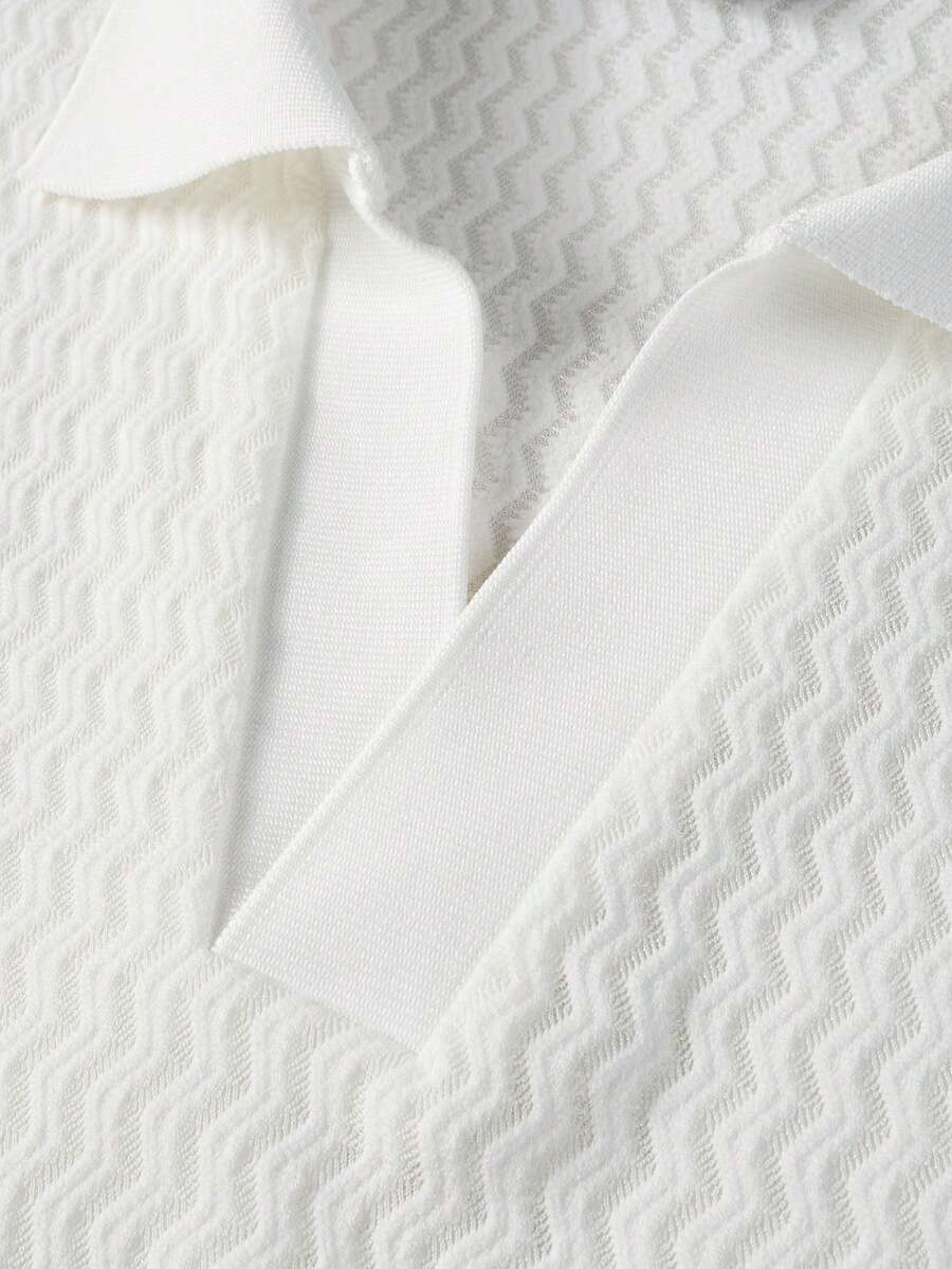 Mens Polo Shirt Geometric Jacquard Knit Short Sleeve – Balvex