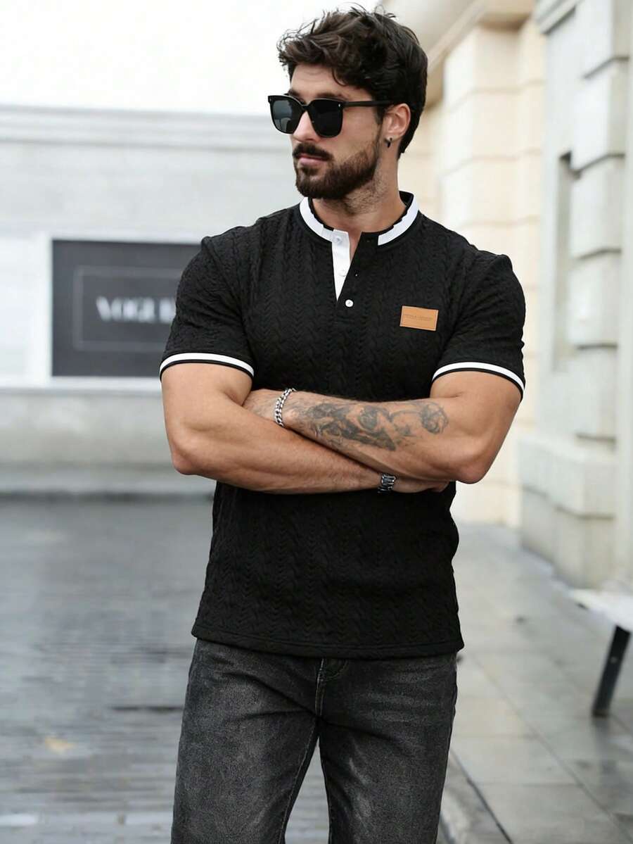Mens Polo Shirt Contrast Binding Knit Short Sleeve – Valron