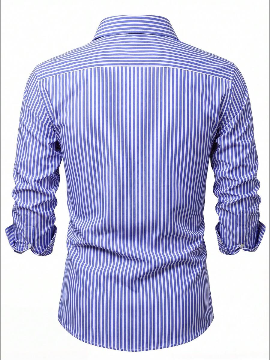 Shirt Shop Stand Collar Button-Up Long Sleeve Polyester Stretch – Marvo