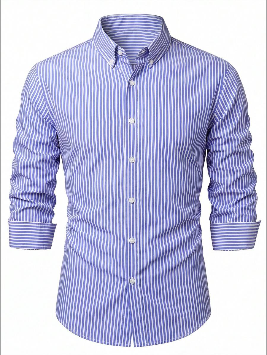 Shirt Shop Stand Collar Button-Up Long Sleeve Polyester Stretch – Marvo