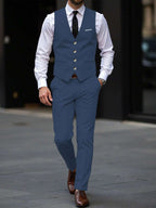 Mens Pant and Vest Set Woven Polyester V-Neck Sleeveless 2-Piece Formal – Galso