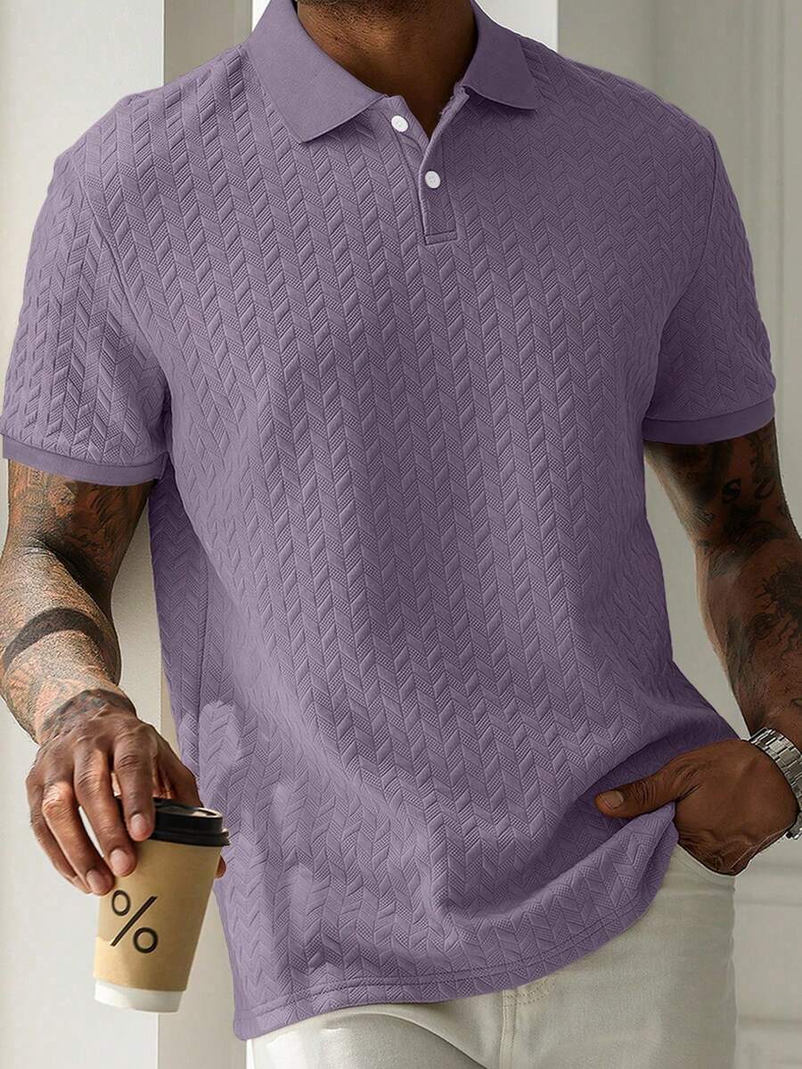Mens Polo Shirt Geometric Jacquard Knit Short Sleeve – Balvex