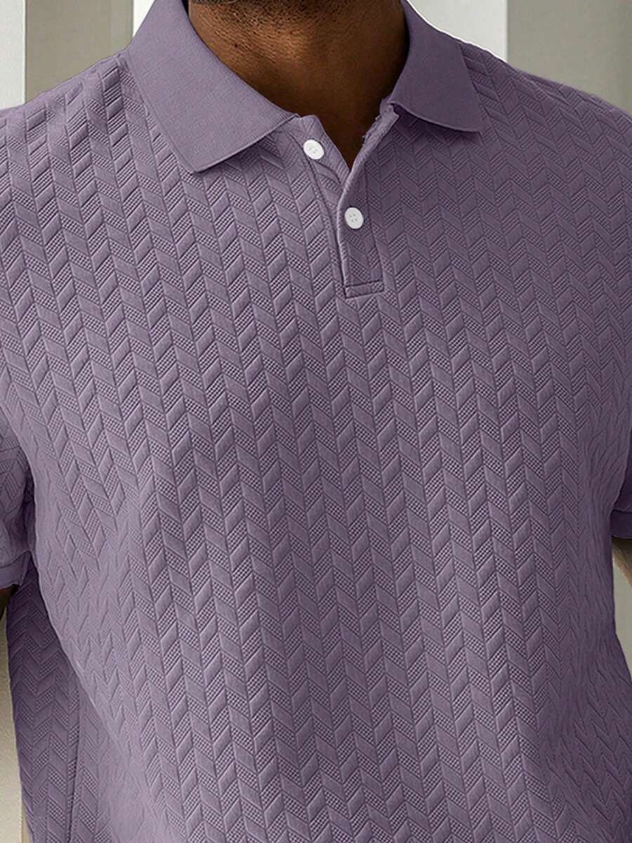 Mens Polo Shirt Geometric Jacquard Knit Short Sleeve – Balvex