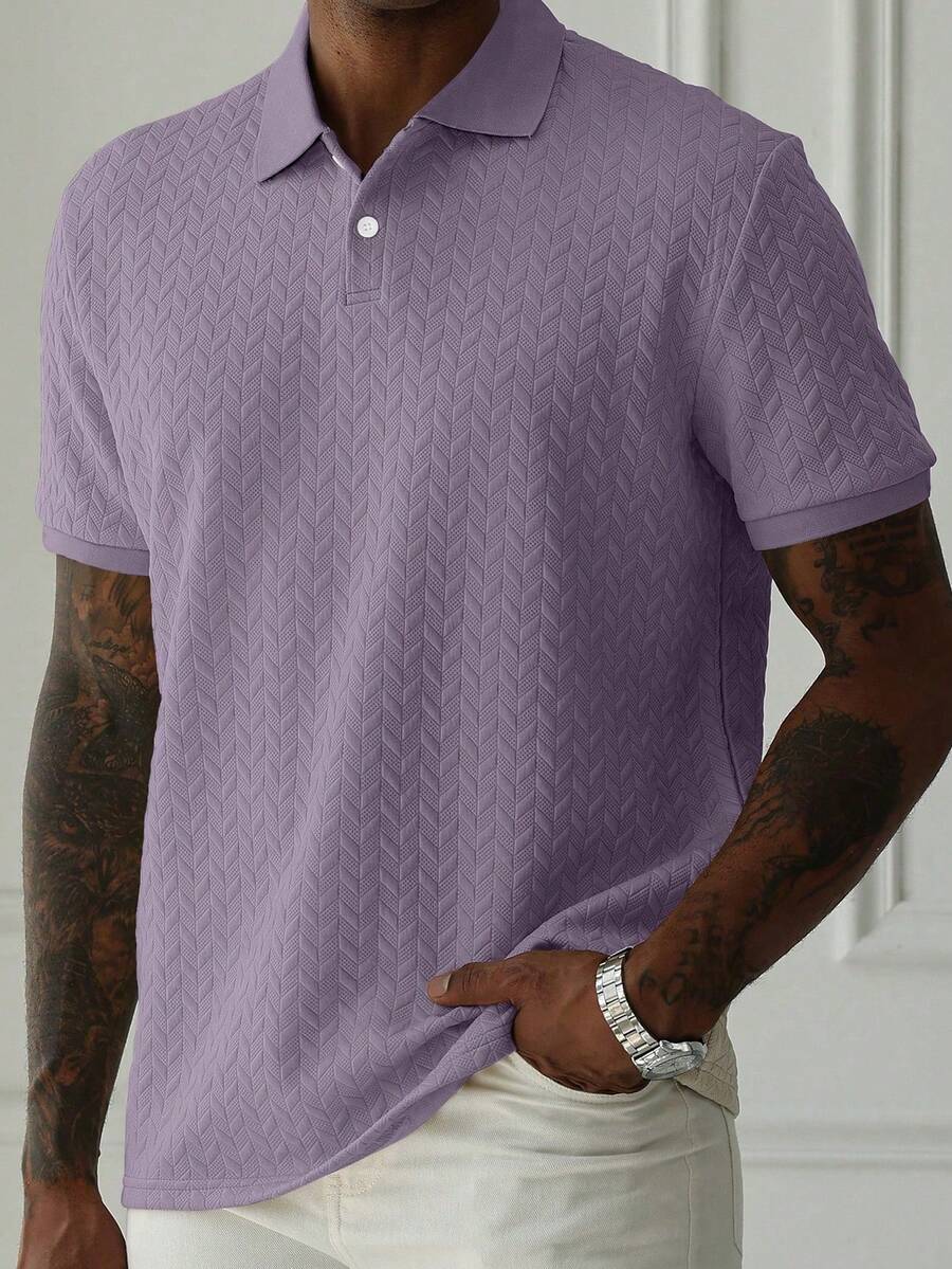 Mens Polo Shirt Geometric Jacquard Knit Short Sleeve – Balvex