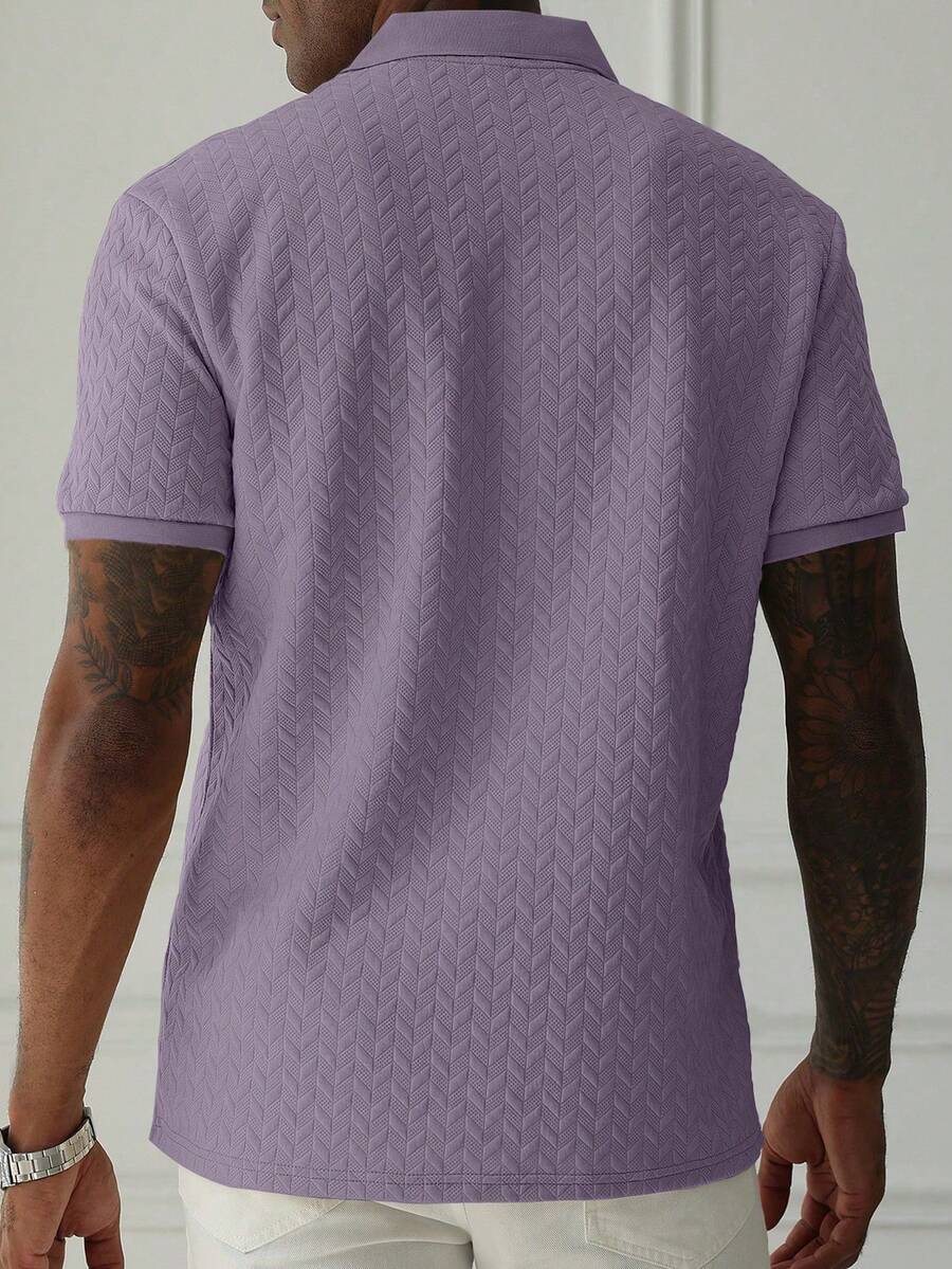 Mens Polo Shirt Geometric Jacquard Knit Short Sleeve – Balvex
