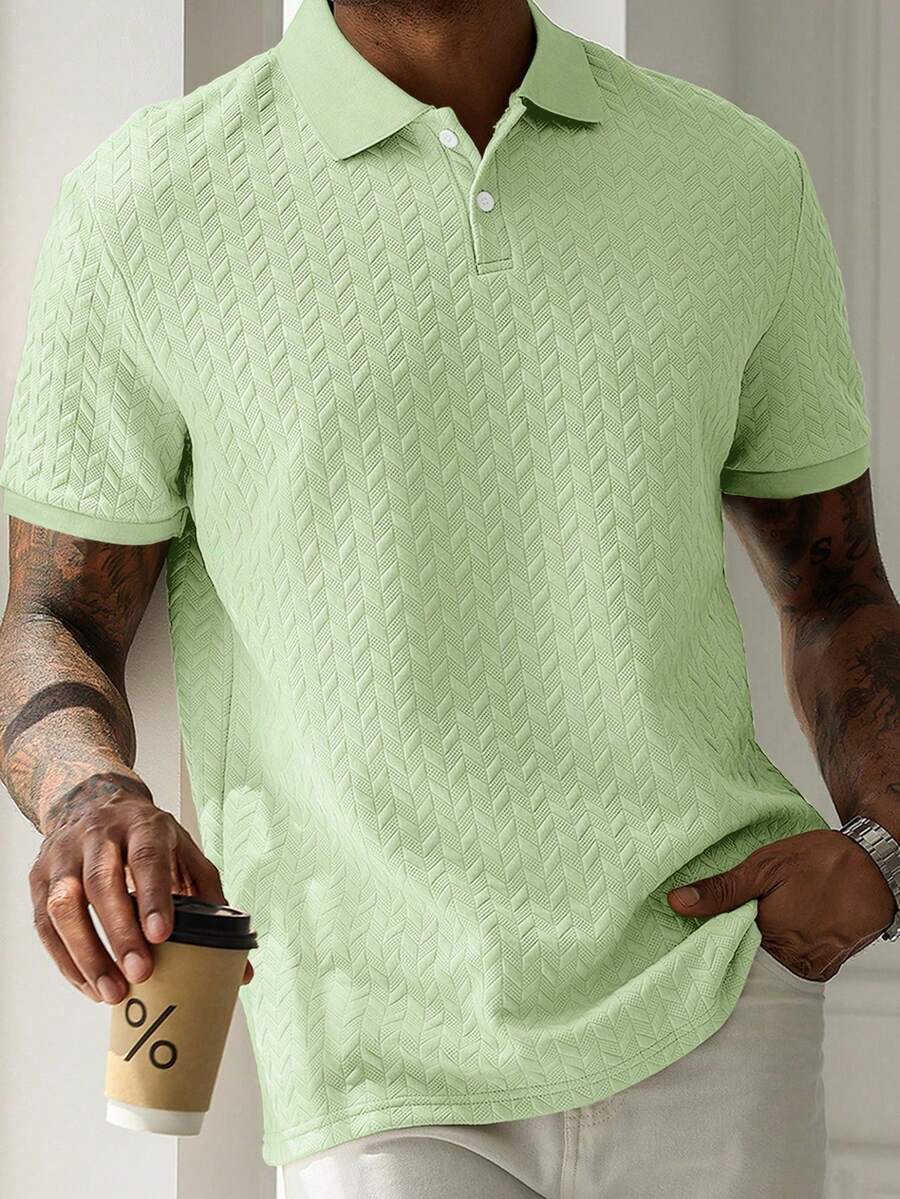 Mens Polo Shirt Geometric Jacquard Knit Short Sleeve – Balvex