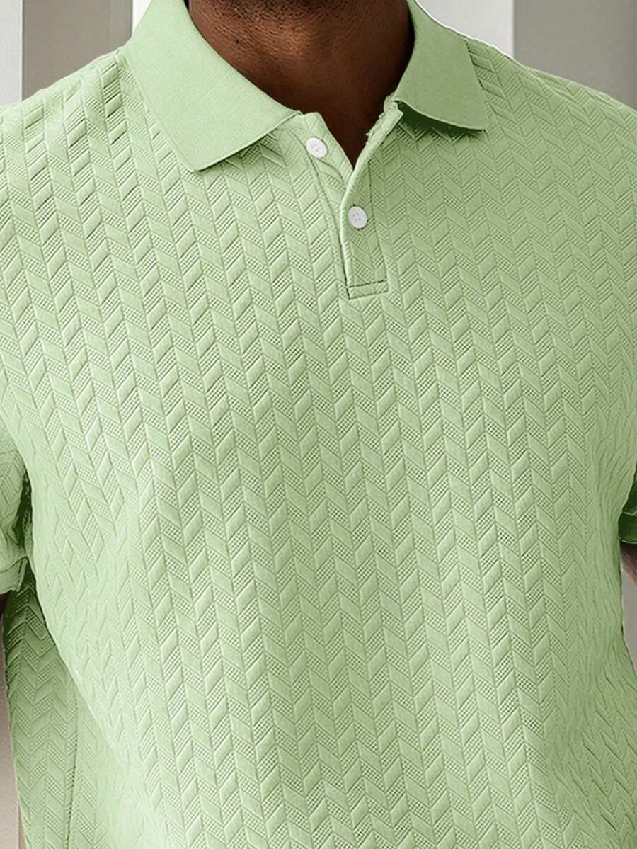 Mens Polo Shirt Geometric Jacquard Knit Short Sleeve – Balvex