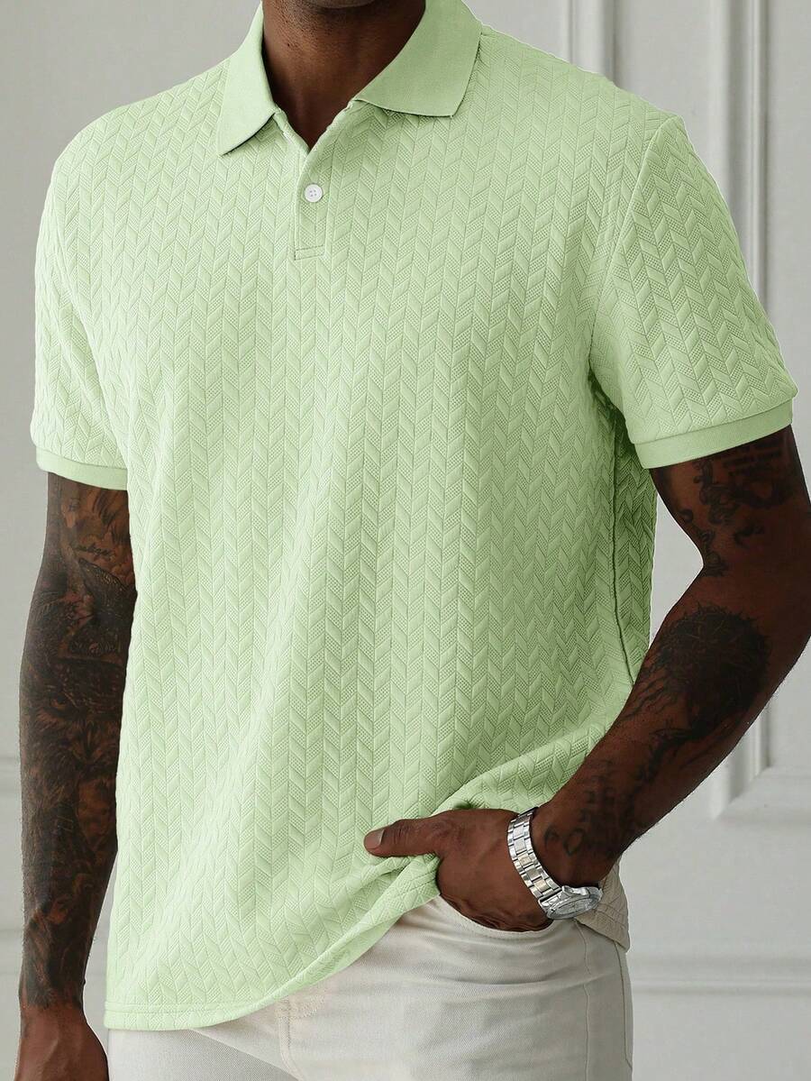 Mens Polo Shirt Geometric Jacquard Knit Short Sleeve – Balvex