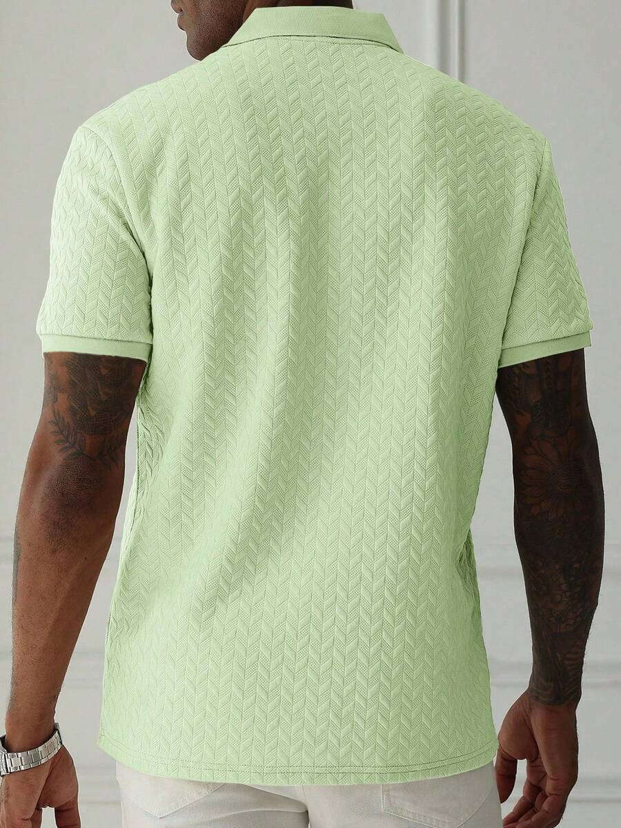 Mens Polo Shirt Geometric Jacquard Knit Short Sleeve – Balvex