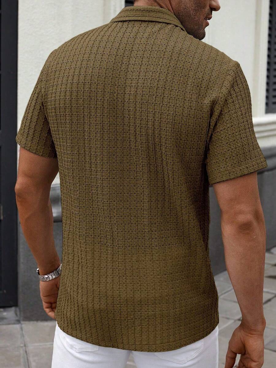 Shirt Shop Textured Mesh Cuban Collar Short Sleeve Shirt – Ralven