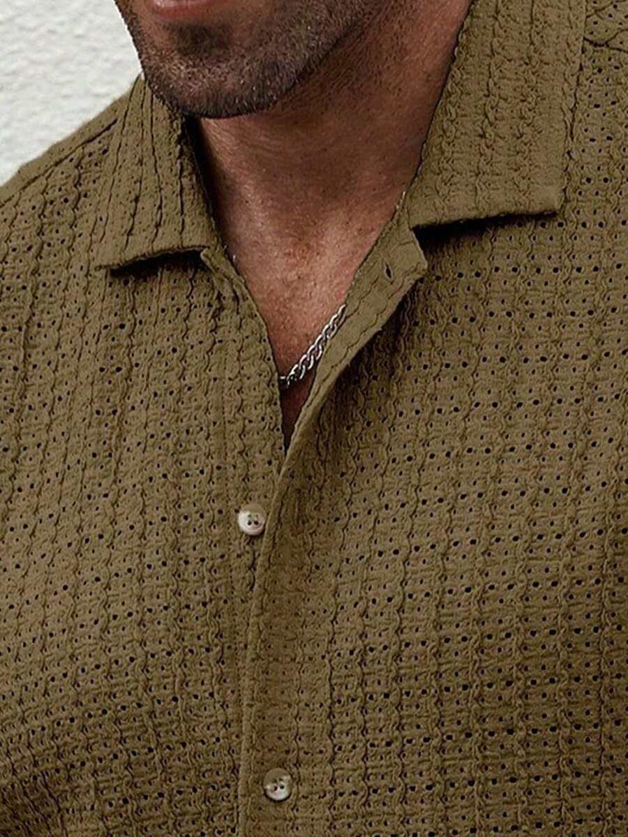 Shirt Shop Textured Mesh Cuban Collar Short Sleeve Shirt – Ralven