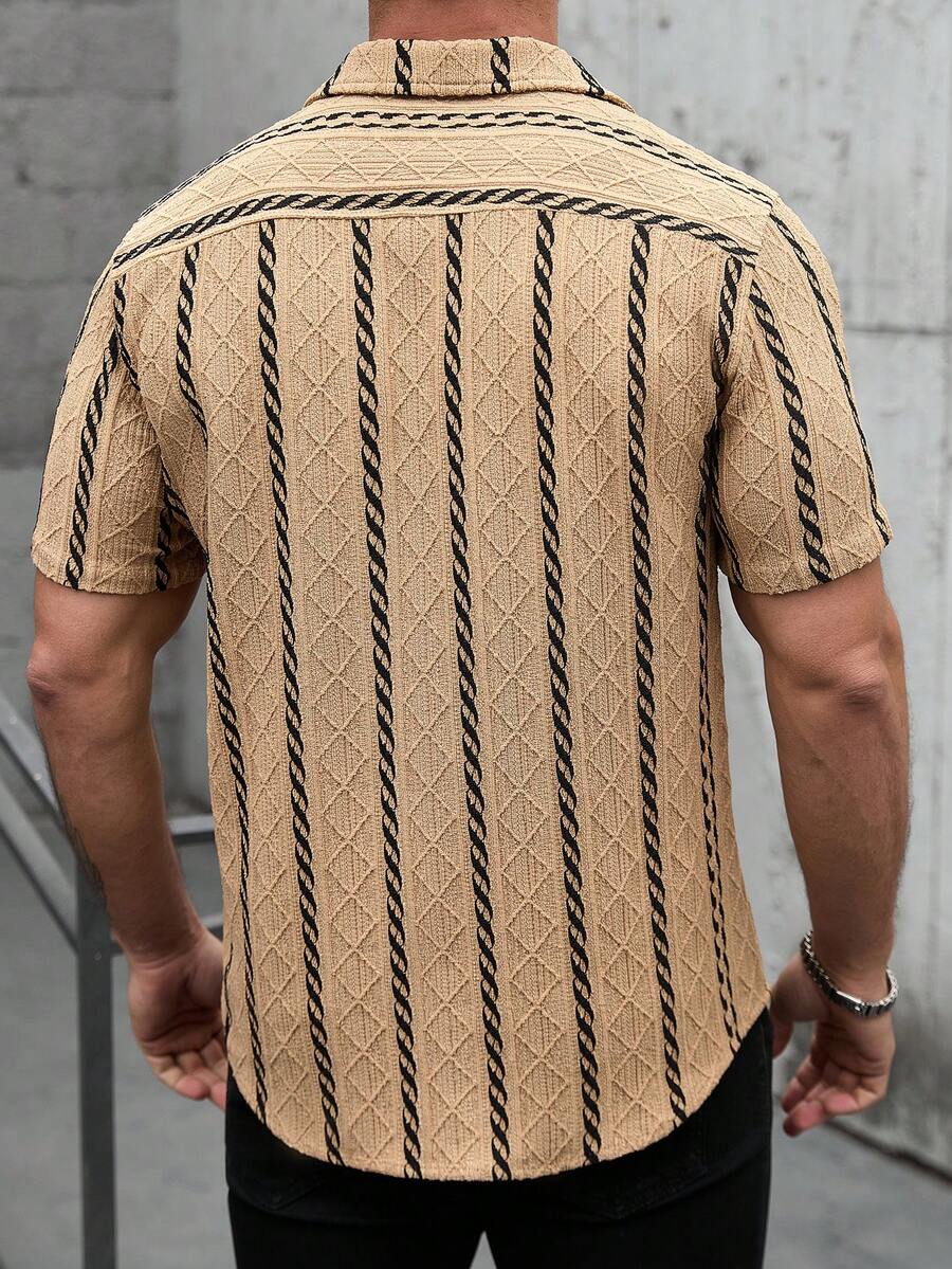 Mens Short Sleeve Shirt Solid Color Single-Breasted Casual – Vanto