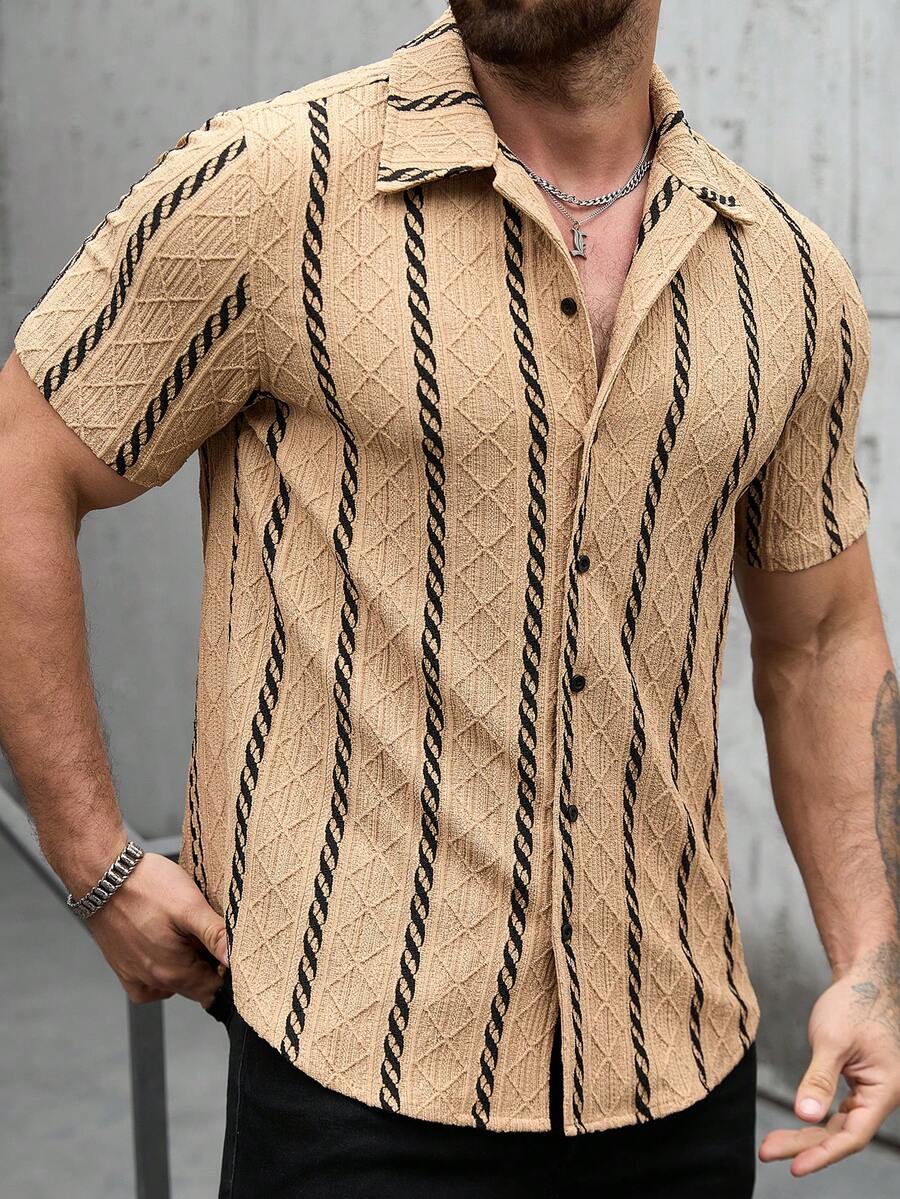 Mens Short Sleeve Shirt Solid Color Single-Breasted Casual – Vanto