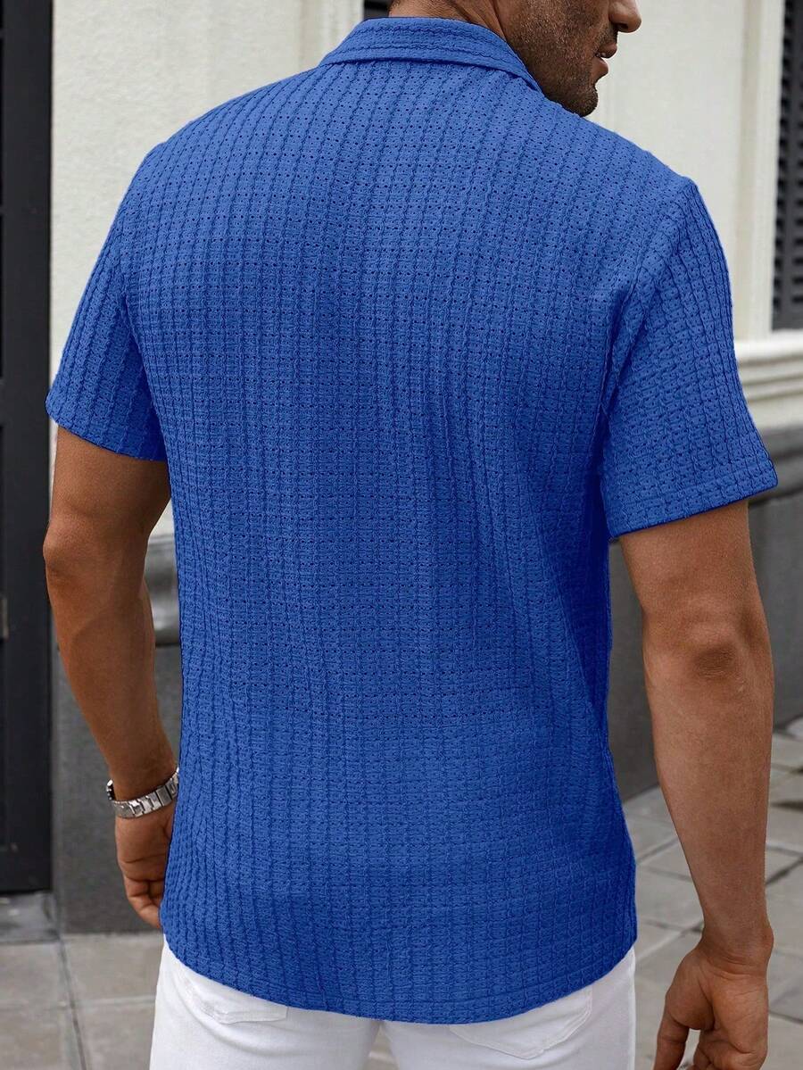 Shirt Shop Textured Mesh Cuban Collar Short Sleeve Shirt – Ralven